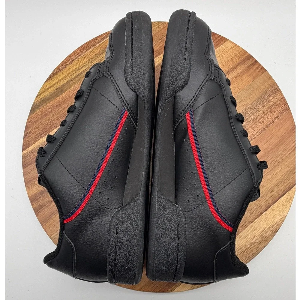 Adidas Continental 80 Black Leather Size 6 1/2 Sneakers Red Navy Stripe 0505‎